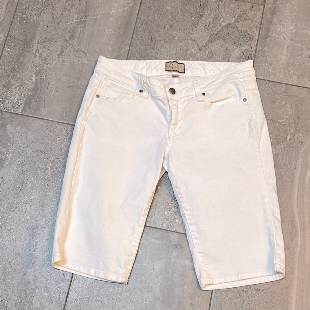 Paige White Denim Knee Shorts